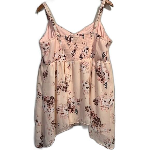 Torrid Floral Babydoll Tank Top Lace Trim Blush Pink Size 2 Hi-Low Hem - Picture 2 of 12